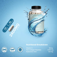 Omnia Marine Collagen Capsules 2400mg - High Potency Skin, Hair & Nail Health Formula for Women & Men - with Type I Collagen, Hyaluronic Acid & Vitamin C - 120 Capsules - UK Made