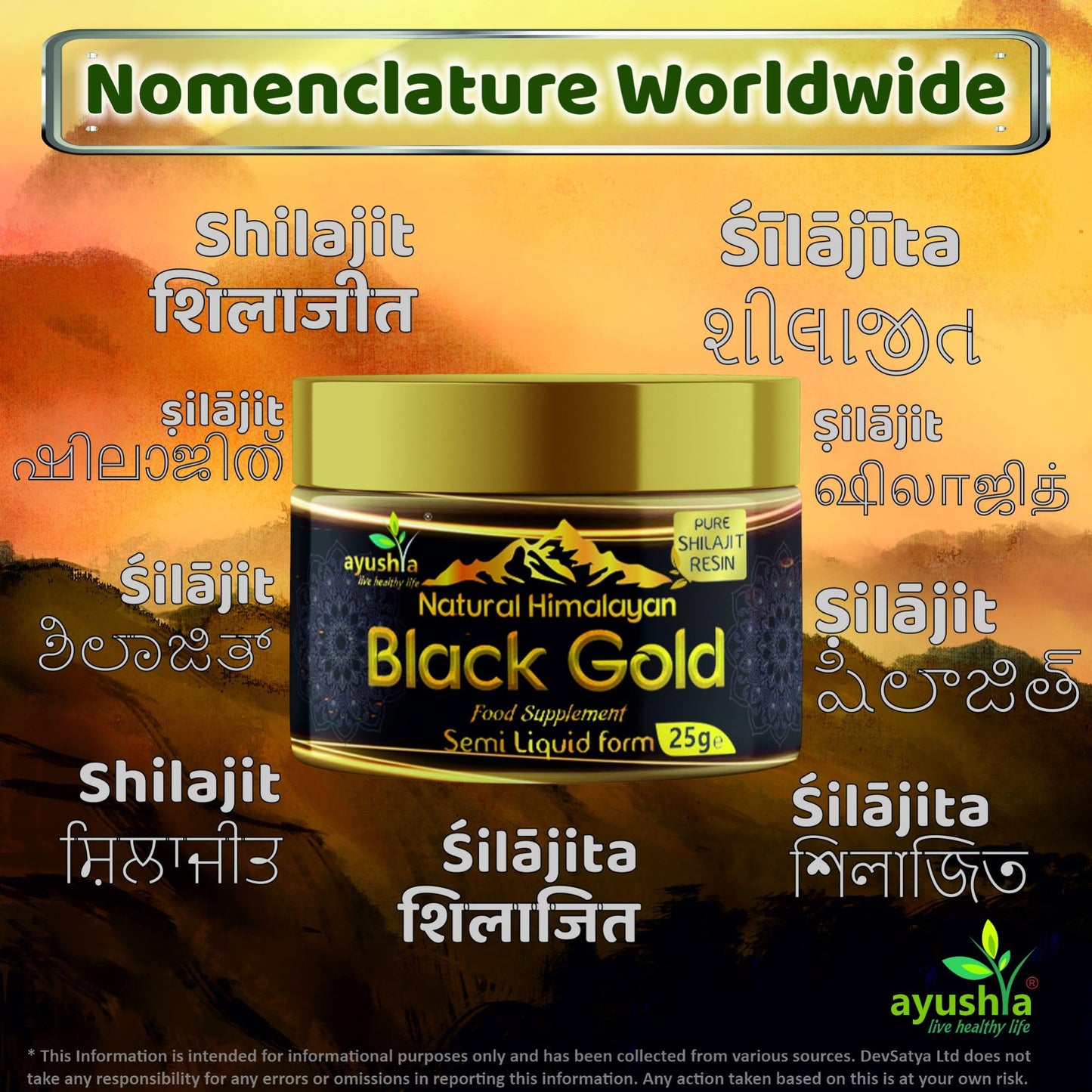Ayushya Black Gold Pure Himalayan Shilajit Resin - Plant Derived Fulvic Minerals Immune Support - 25 grm/ml