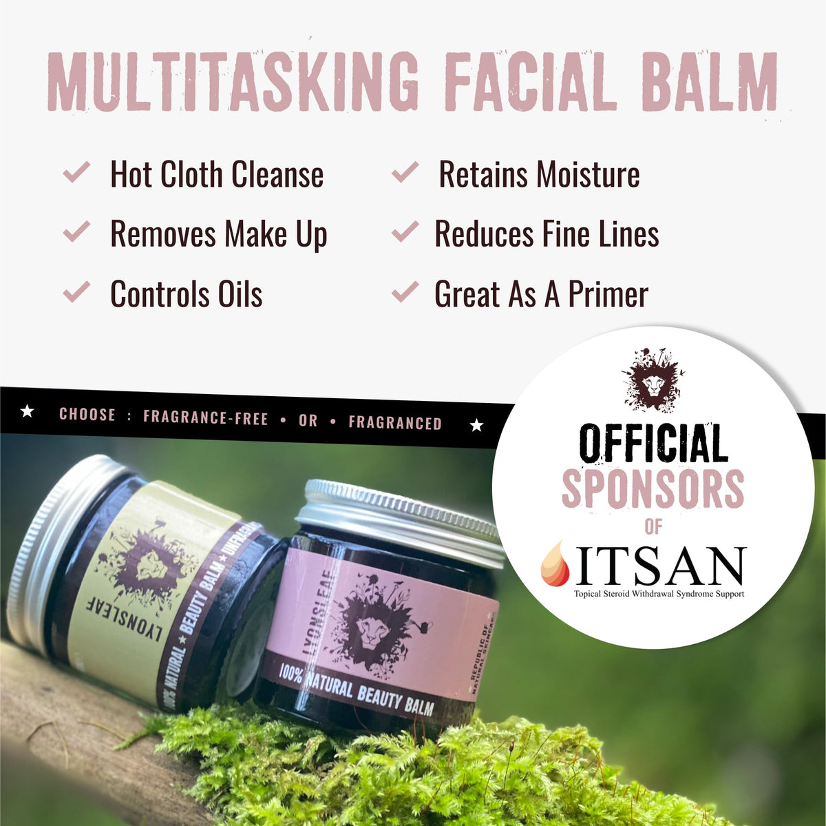 Lyonsleaf 100% Natural Beauty Balm - Balm Cleanser and Moisturiser in one - Hot Cloth Cleanser - Oil Cleansing Method 60mls (Essential oils)