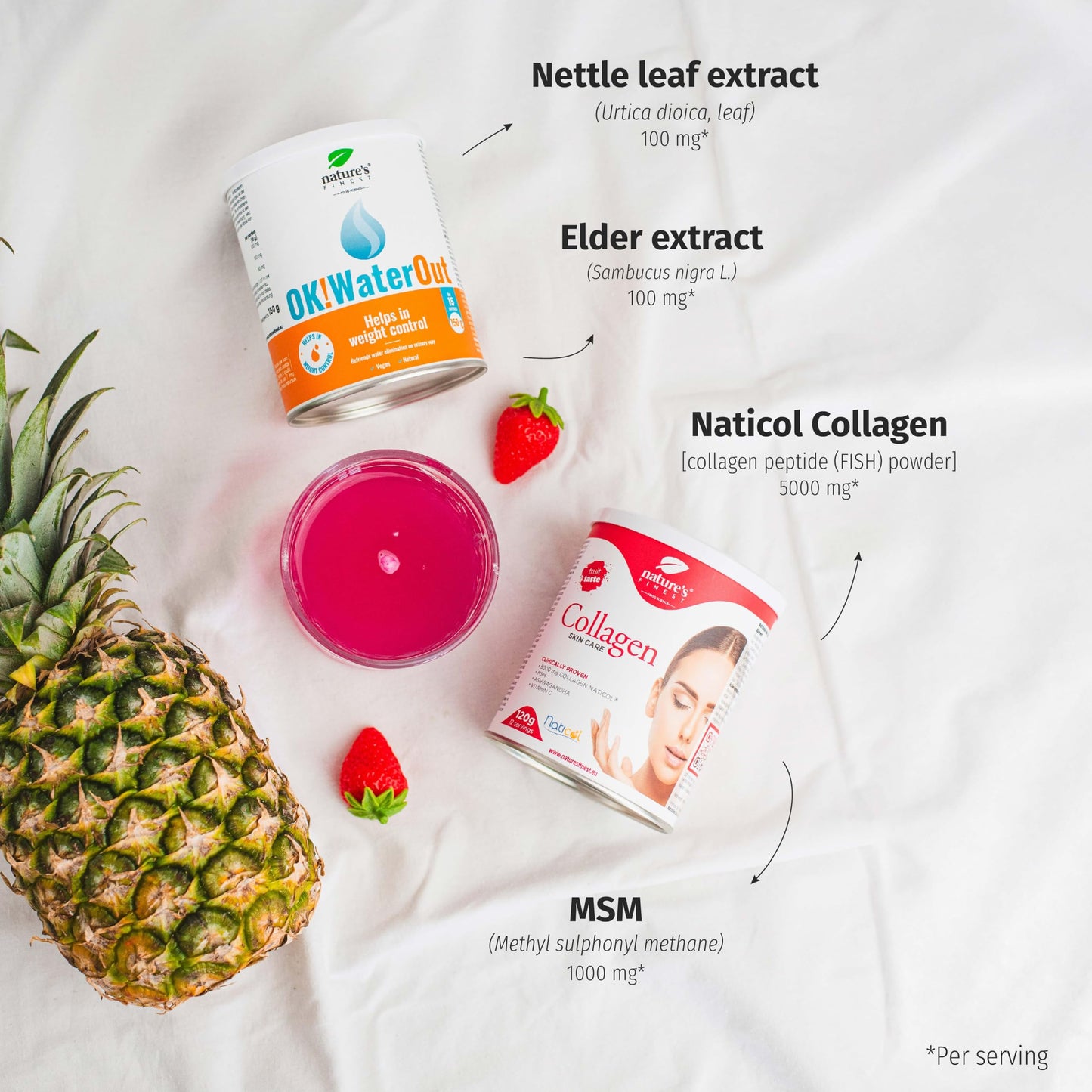 Nature's Finest by Nutrisslim OK!Body Lift - Hydrolyzed Marine Collagen Powder Naticol (5000mg) for Skin Elasticity, Reduce Water Retention - Skin Lift Effect