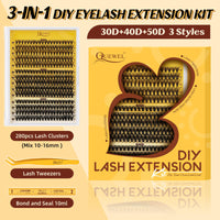 QUEWEL Clusters-Lashes Kit 30+40+50D Lash Clusters Mixed 10-16mm
