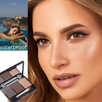 HAORQEE Eyebrow Eyebrow Powder Palette, Dark Brown Light Brown Brow Powder Shaping Kit Eyebrow Filler Brow Tint Root Touch Up Face Contour Hairline Powder, Natural Waterproof Long Lasting Make-Up Palette