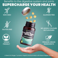 Only Nutrients | Ginger Turmeric Bromelain & Papain with Black Pepper Extract | 180 High Strength Botanical Anti-Inflammatory Tablet Supplements | GMP Approved | UK Made