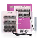 UCOOLME uCoolMe Flora Lash Clusters Kit 8-18mm Hybrid Volume Wispy Eyelash Clusters Kit D Curl - WideSpan 0.05mm Ultra-Thin Black Band