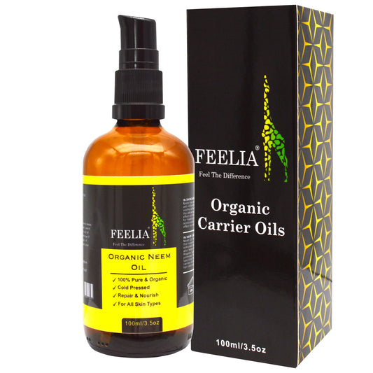 Feelia - Organic Neem Oil - Cold pressed, Rich in Vitamin E & Antioxidants, Repairs & Nourish, 100% Pure & Organic - 100ml