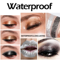 HAORQEE Glitter Eyeshadow, Brown Black Gold Shimmer Liquid Eye Shadow, Metallic Sparkly Shiny Pearlescent Long Lasting Eye Shadows Eyeliner Eye Makeup for Women Girls Gifts