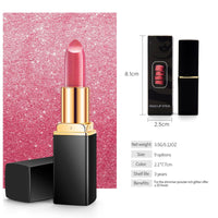 HAORQEE Pink Glitter Colour Changing Lipstick, Metallic Long Lasting Waterproof