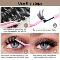 Bransfy 238pcs 100D Thick Volume Eyelashes Clusters Natural Eyelash Extensions Russian D Curl Individual Eyelash Cluster Makeup Tools Lashes(100D-0.07D 9-16mm)