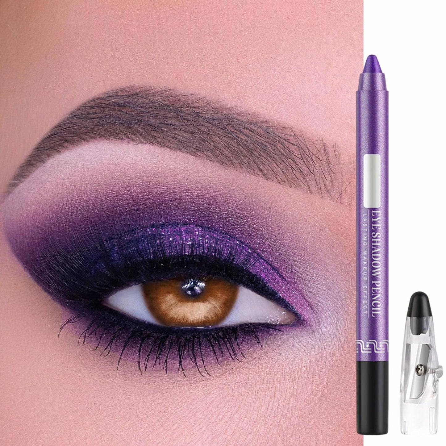 LYNTYAOU Eyeshadow Stick, Purple Eye Shadow Pen, Metal Shimmer Dark Color Eyeshadows Crayon, Pearl Cream Mermaid Glitter Pencil, Pearlescent Eyeliner, Eyes Makeup Gifts for Women
