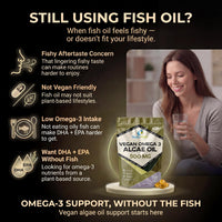 NutriVolv Vegan Omega 3 Algae Oil 500mg | 120 Vegan Softgels | DHA 200mg & EPA 100mg | Vegan Alternative to Omega 3 Fish Oil | Supports Eye, Brain & Heart Health | Essential Fatty Acid