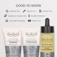 Percy & Reed Hair & Scalp Regime, Strengthening Shampoo, Conditioner and Scalp Concentrate 50ml Each, Perfect Bundle for Dry Damaged Fragile Strands, Includes Hair Growth Serum, Reduces Breakage