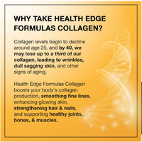 Health Edge Formulas Collagen Gummies - High Strength - for Skin, Hair, Nails, Bones, Muscles & Joints. Hydrolysed Collagen Peptides - Natural Orange Flavour, No Additives or Preservatives
