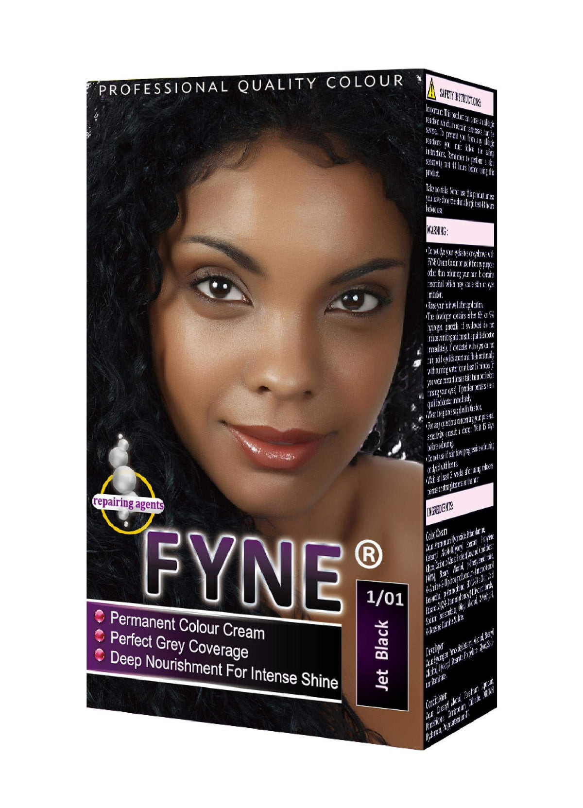FYNE Jet Black Permanent Hair Dye for Women – Pack of 3 - Home Hair Colour Cream with Built-in Conditioner - Gentle, Long-Lasting, Suitable for All Hair Types - Achieve Salon-Quality Results at Home