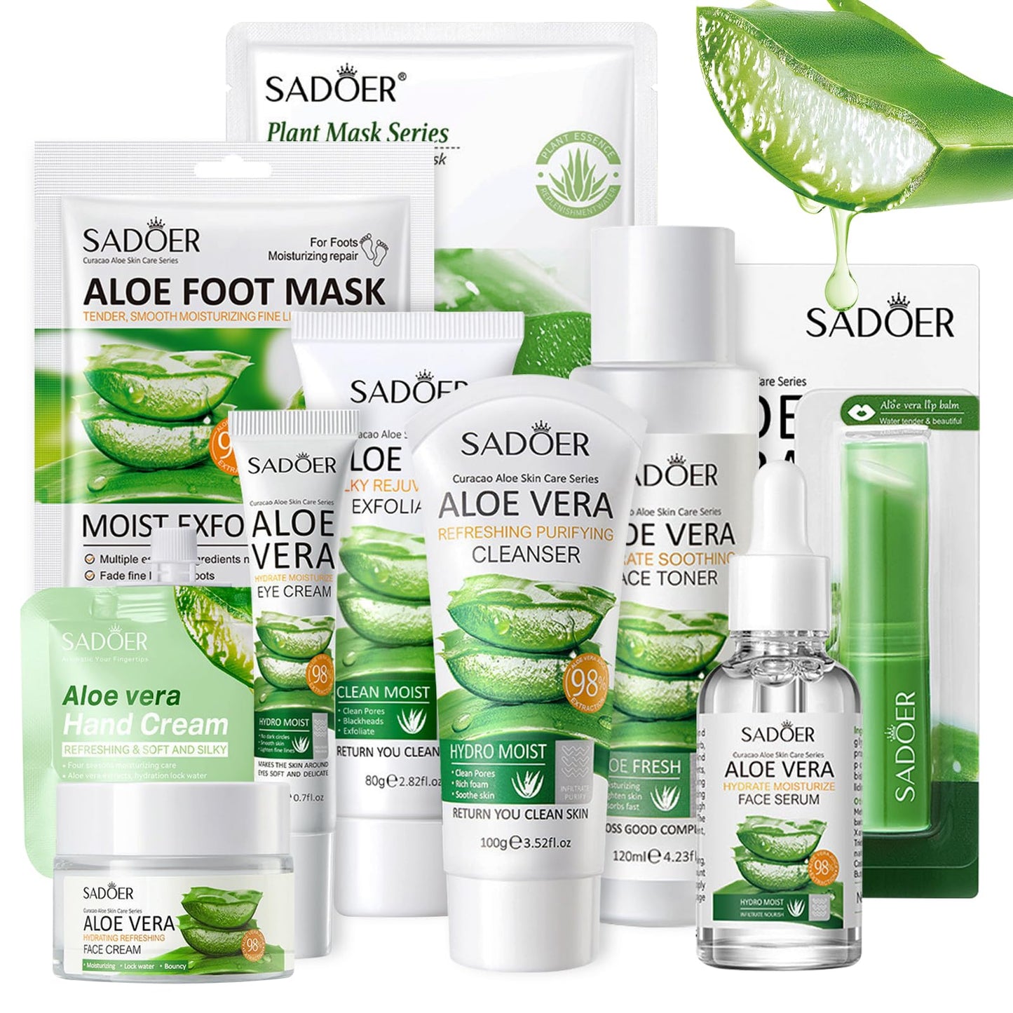 Leogony 10PCS Skin Care Sets for Women, Aloe Vera Gift Set for Teenage Girls, Face Skincare for Teen Girl