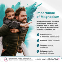 BetterYou Magnesium Glycinate, Citrate & Malate Supplement | 1942mg Magnesium Max Powder - Unflavoured, 3-in-1 Powder 375mg Elemental Absorbtion, Fast Absorbing, Fast Acting & Easy to Use