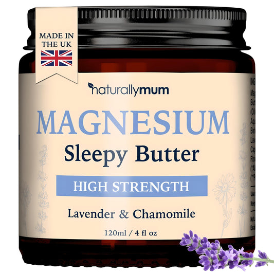 NaturallyMum Magnesium Butter [NATURAL & VEGAN] - Topical Magnesium Chloride Cream Butter Support for Sleep, Bone, Heart & Muscle Health - Lavender & Chamomile – High Strength Balm - Made in UK & Safe for Kids