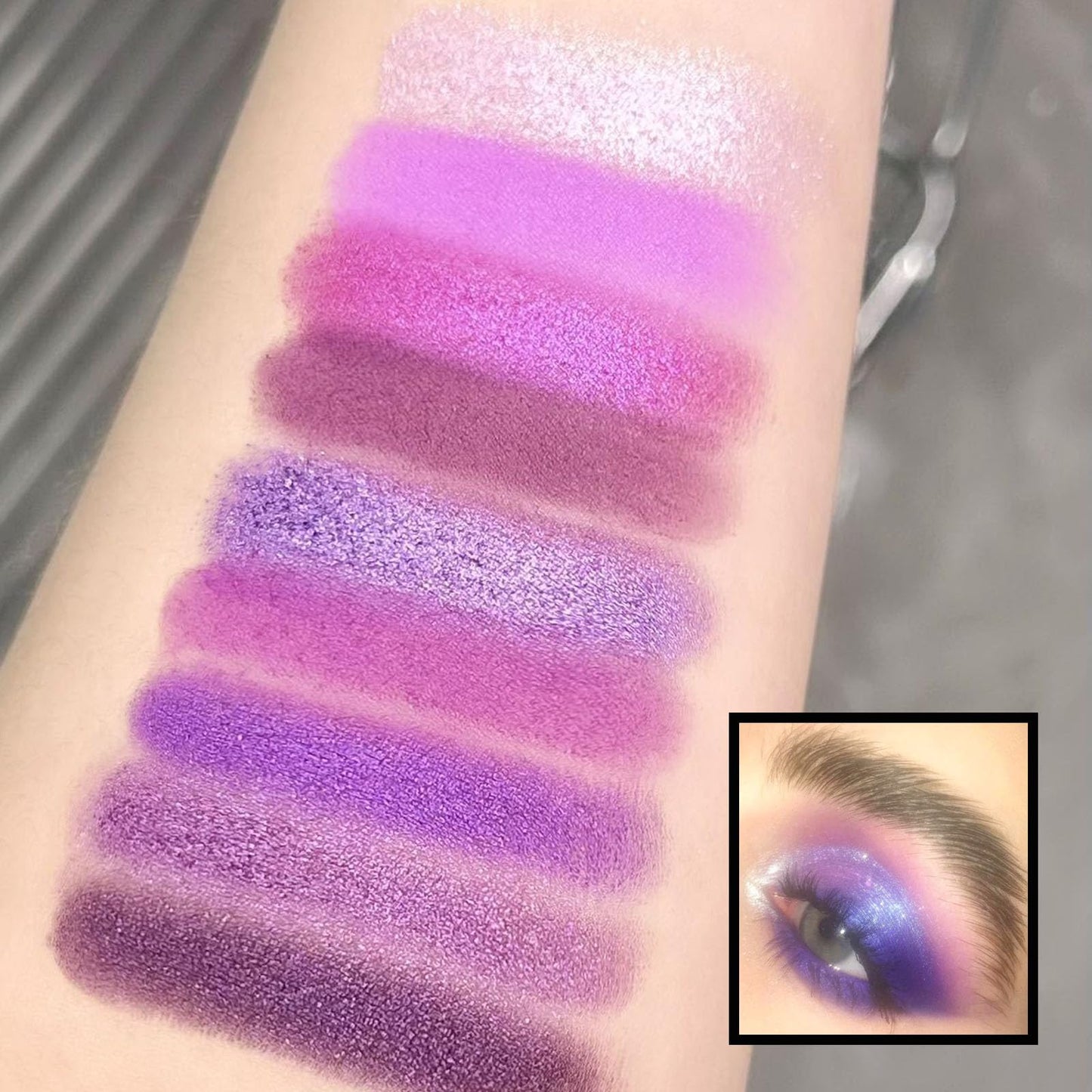 LYNTYAOU Purple Eyeshadow Palette, Pink Make-Up Palettes Shimmer Eye Shadow, Highly Pigmented Matte Shimmering Cool Make up Set, 9 Colour Waterproof Longlasting Eye Shadow Palette