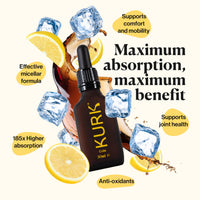 Kurk KURK Essential Liquid Turmeric Supplement, Turmeric Curcumin Drops, Oil for Advanced Everyday Wellness, Focus & Energy, 185x More Absorbable Than Powders, Plant-Based (Cola) (30ml)