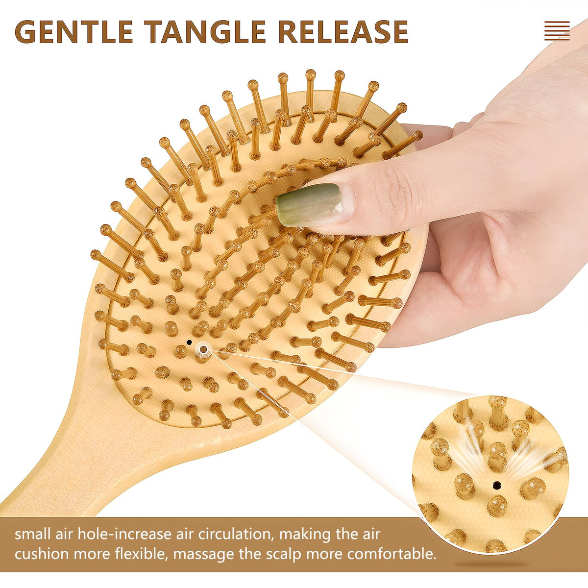 Mnsruu Wooden Hair Brush, Vintage Pinecone Cone Hairbrush for Long Short Curly Thick Thin Hair,Women Men Boys Girls Hair Brush