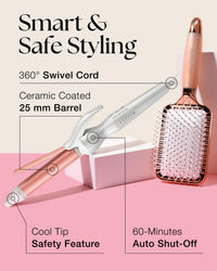 Lily England 25mm Curling Tongs for Short & Long Hair, Rose Gold