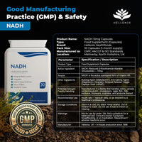 NADH 10mg | 30 Capsules | Energy Supplement | Energy Booster, NAD+ Supplement, Active Form of Vitamin B3 | Vegan Friendly - GMP Certified Product | Made in The UK by Hellenia