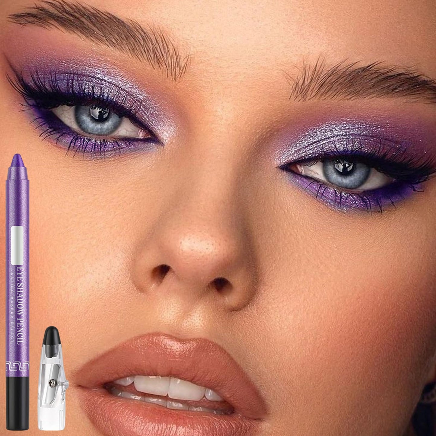 LYNTYAOU Eyeshadow Stick, Purple Eye Shadow Pen, Metal Shimmer Dark Color Eyeshadows Crayon, Pearl Cream Mermaid Glitter Pencil, Pearlescent Eyeliner, Eyes Makeup Gifts for Women