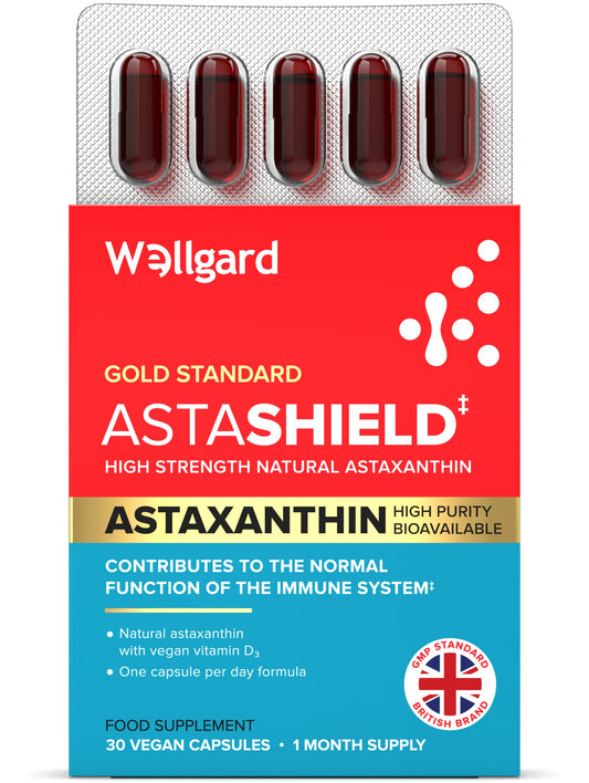 Wellgard Astashield – Highly Bioavailable 8mg Natural Astaxanthin with Vitamin D3
