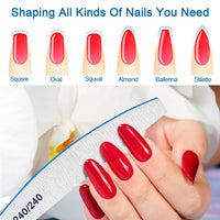 BLESWIN Professional Nail Files, 240/240 Grit - 12 Pcs, Double-Sided Emery Boards for Natural Nails, Washable and Reusable for Grooming and Styling