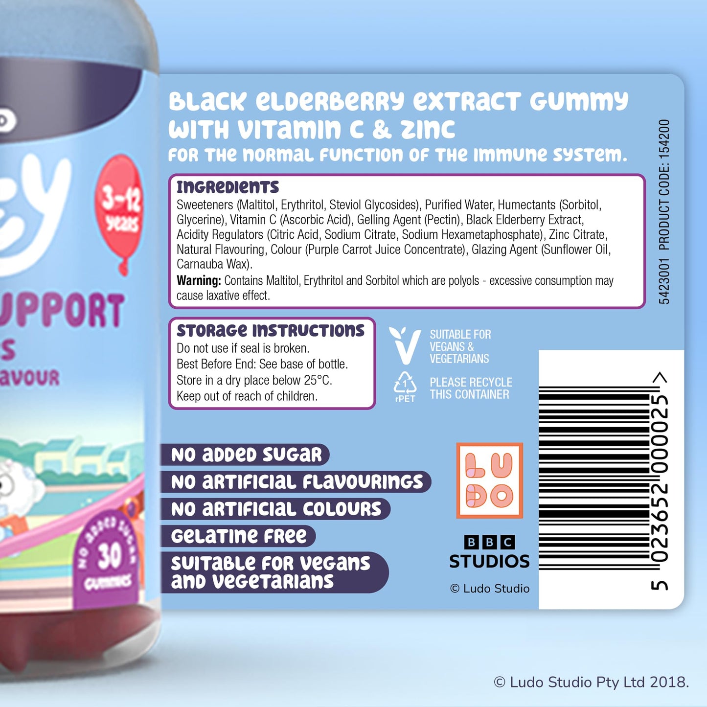 Natures Aid Bluey Kids Immune Support Gummies - Vitamin C, Zinc and Elderberry to Support Immunity and Immune System - Mixed Berry, No Added Sugar, Vegan, Gluten Free - 30 Gummys for Children Ages 3-12
