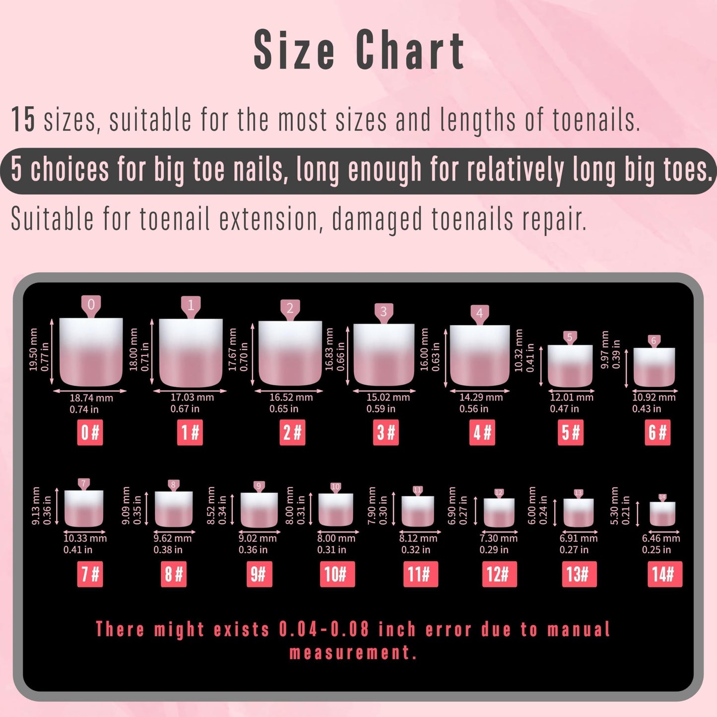 NOVO OVO Ombre French Tip Press on Toe Nail Tips, Sharp Square Pre-Designed Soft Gel False Toenail Extension, BERRY PINK Pre-applied Tip Primer & Base Coat, Full Cover Acrylic DIY x 15 Sizes 240 pcs