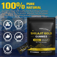 Tiuedu Shilajit Gummies for Men & Women, Pure & Natural Himalayan Gold Shilajit Gummies Energy Boost & Immune Support- Gluten Free 60 Gummies