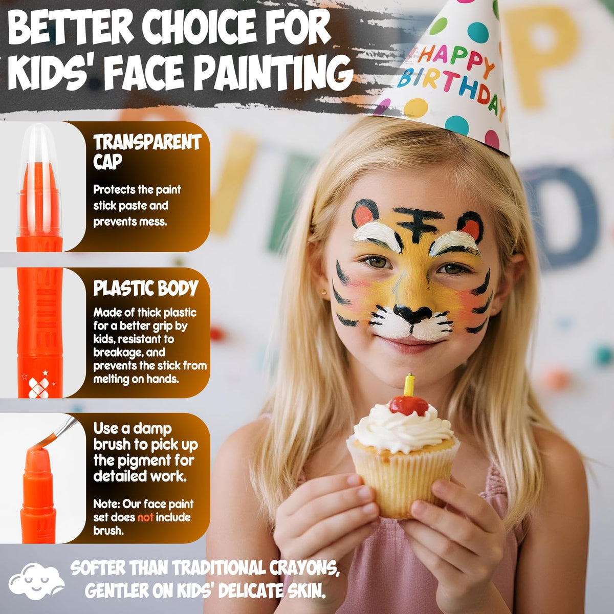 nsxsu Kids Face Paint Sticks 12 Colors, Washable Face Paint Pens for Children, Body Paint Crayons for Birthday Party, Mess Free Girls Boys Facepaint Kit Halloween Makeup
