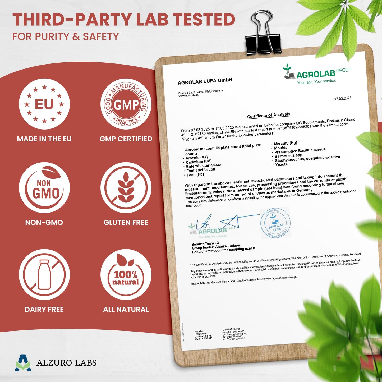 ALZURO LABS Alzuro Labs Pygeum Africanum | 5,000mg Equivalent | 250mg 20:1 Bark Extract (13% Phytosterols) | 120 Vegan Capsules | 4-Month Supply | Prunus africana | GMP & 3rd Party Lab Tested