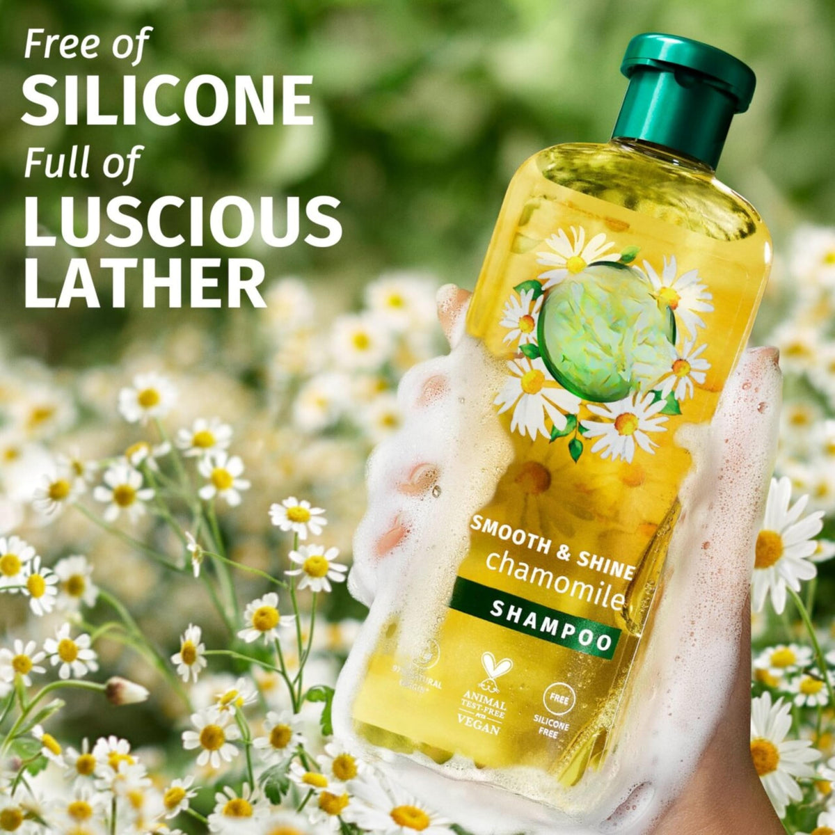 Infinite Emblems Chamomile Smooth & Shine Hair Care Set with Hairbrush, Shower Cap & Scrunchies, Shampoo and Conditioner Nourishing Formula for Silky, Shiny Hair For Women.