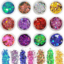 June tech 12 Colors Festival Glitter, Nail Glitter Powder, Holographic Cosmetic Glitter for Face Body Eye Hair Nail and DIY Art