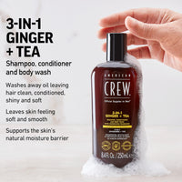 American Crew 3-in-1 Shampoo, Conditioner and Body Wash Ginger and Tea, 250 ml