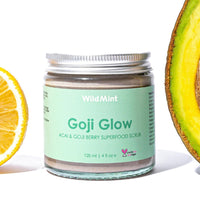 WildMint Goji Glow Natural Scrub | Exfoliating & Renewing Body & Face Scrub for Dry Skin | Gently Removes Dead Skin | Helps Acne & Hyperpigmentation | UK Made Vegan & Cruelty-Free Skincare | 120ml