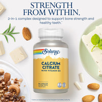 SOLARAY Calcium with Vitamin D3-90 Capsules - Vitamin D 400IU and Calcium Citrate 1000mg Supplement - Gentle Formula for Enhanced Absorption - Lab Verified - Solaray