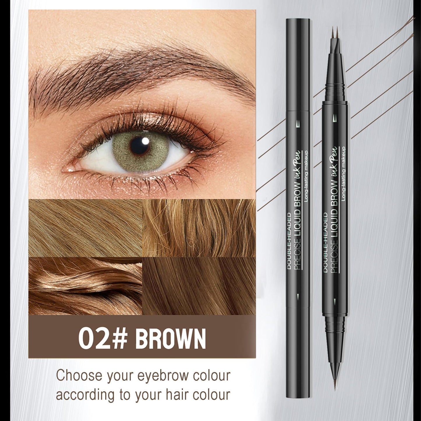 QUIWEN Eyebrow Pencil with Brow Brush, 2-in-1 Eye Brow Pencils for Women with Micro-Fork-Tip & Precise Brush-Tip Create Natural Hair-Like Brows, Long-Lasting Waterproof Double Ended Eyebrow Pen Brown