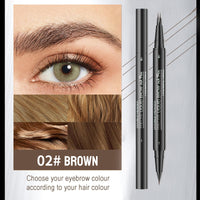 QUIWEN Eyebrow Pencil with Brow Brush, 2-in-1 Eye Brow Pencils for Women with Micro-Fork-Tip & Precise Brush-Tip Create Natural Hair-Like Brows, Long-Lasting Waterproof Double Ended Eyebrow Pen Brown
