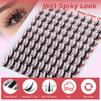 CORUSCATE Cluster Lashes Manga Individual Eyelashes Natural Look Lashes Individual Cluster Anime Spiky Eyelash Clusters 10-16mm DIY Wet Look Lash Extension Japanese Style Manhua Lashes Wispy