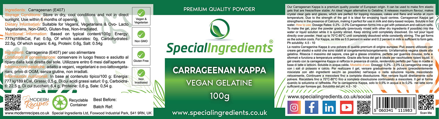 SPECIAL INGREDIENTS Special Ingredients Carrageenan Iota 100g & Carrageenan Kappa 100g Premium Quality