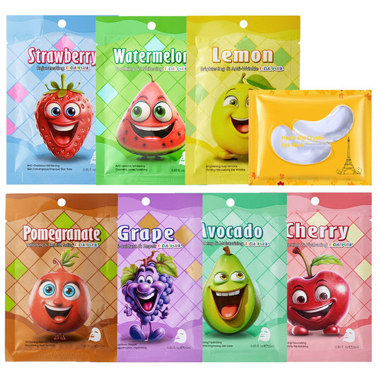 Asheyya 7 Pcs Kids Face Masks, Hydrating Nourishing Fruit Face Mask for Girls for All Skin Types