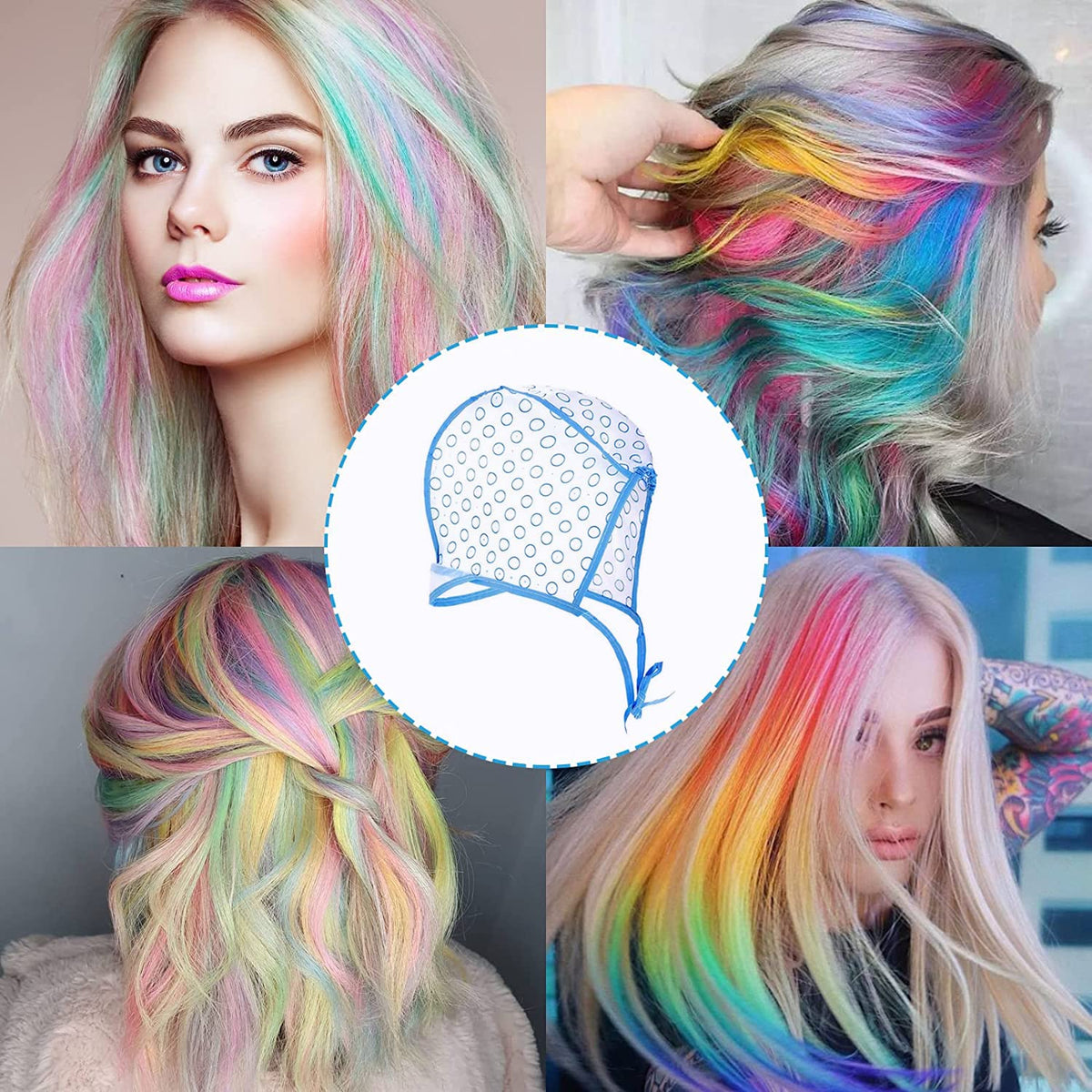 Roontin Hair Highlighting Kit Disposable Highlight Cap Coloring Dye Tool Set for DIY Salon Hair Dye Tools, Colouring Tools & Accessories