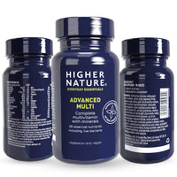HIGHER NATURE Higher Nature - Advanced Multi - Multi Vitamins Supplements - 26 Essential Vitamins, Minerals & Live Bacteria - 180 Tablets