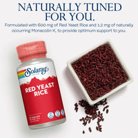 SOLARAY Red Yeast Rice - 90 Vegan Capsules - High Strength Supplement with Monacolin K - Lab Verified - Solaray