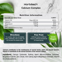 Horbäach Calcium Tablets | Calcium, Magnesium, Zinc and Vitamin D | High Strength Complex | 120 Vegan Tablets | Supplement for Women & Men | Horbaach