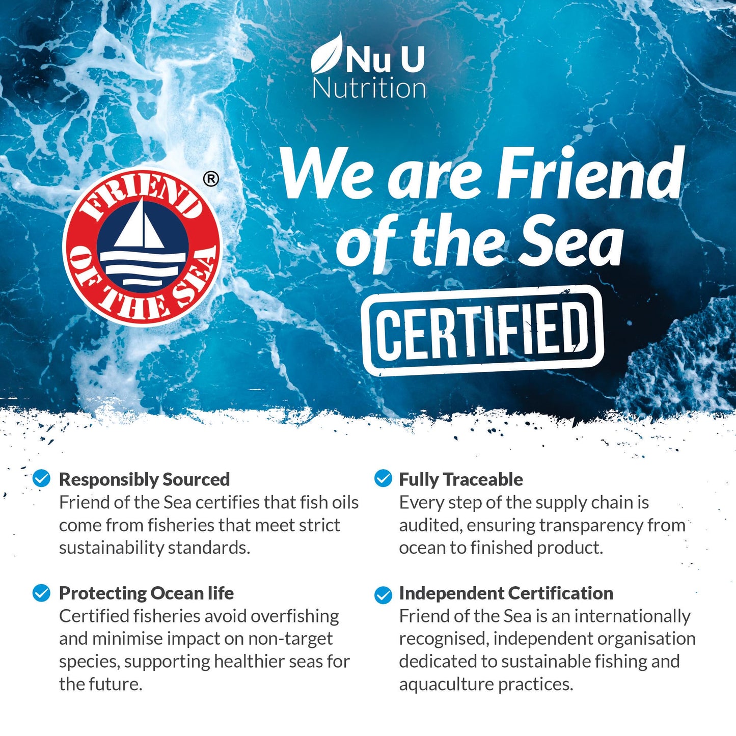 Nu U Nutrition - Omega 3 Fish Oil 1000mg - 365 Softgels (12-Month Supply) High Strength Triglyceride Form Omega3 with 540mg EPA & 360mg DHA per Serving - Wild Caught Fishoil - Not from Cod Liver Oil