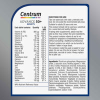 Centrum Advance 50+ Tablets Multivitamin & Mineral Supplements, with 24 essential nutrients, including vitamin D, C, Zinc, 60 ct