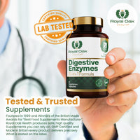 Royal Oak Health Digestive Enzymes - Broad Spectrum 10 in-1 Formula - with Amylase, Protease, Lipase, Papain & Bromelain - 60 Vegan Capsules, UK Made